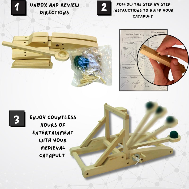 PATHFINDERS STEM kit Catapult kit for Kids Wooden Building kit Trebuchet Engineering kit Educational Toys for Kids Science kit for Kids Ages 12-14 stem Projects Physics Toys Medieval Weapons - Image 2